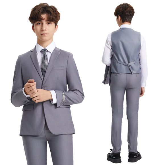 EXCLUSIVE Stacy Adams 5pc Boys Suit Slim-Fit, Gray - Picture 1 of 7